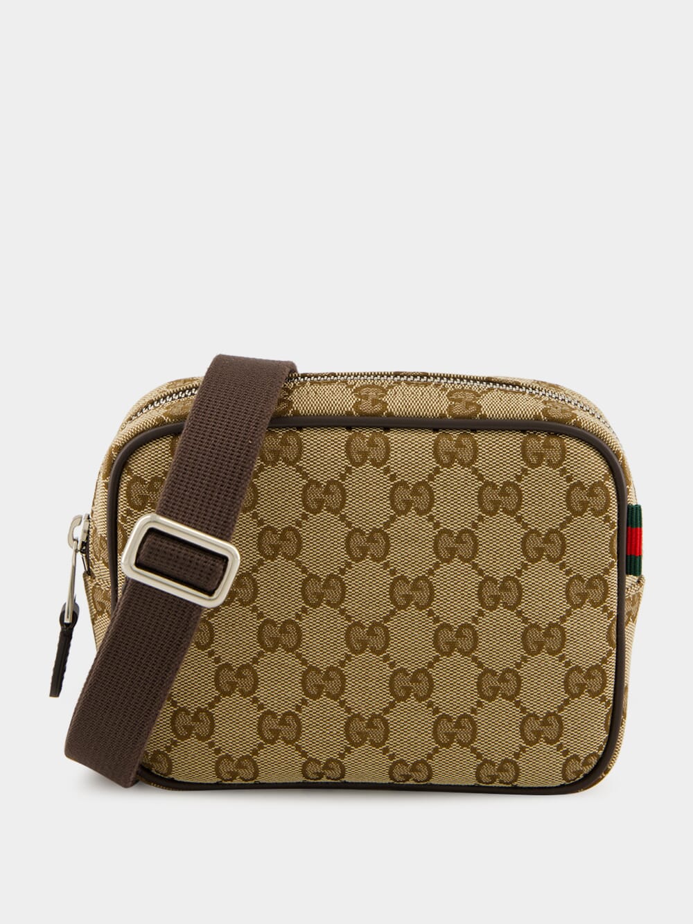 Beige GG Canvas Mini Crossbody Bag