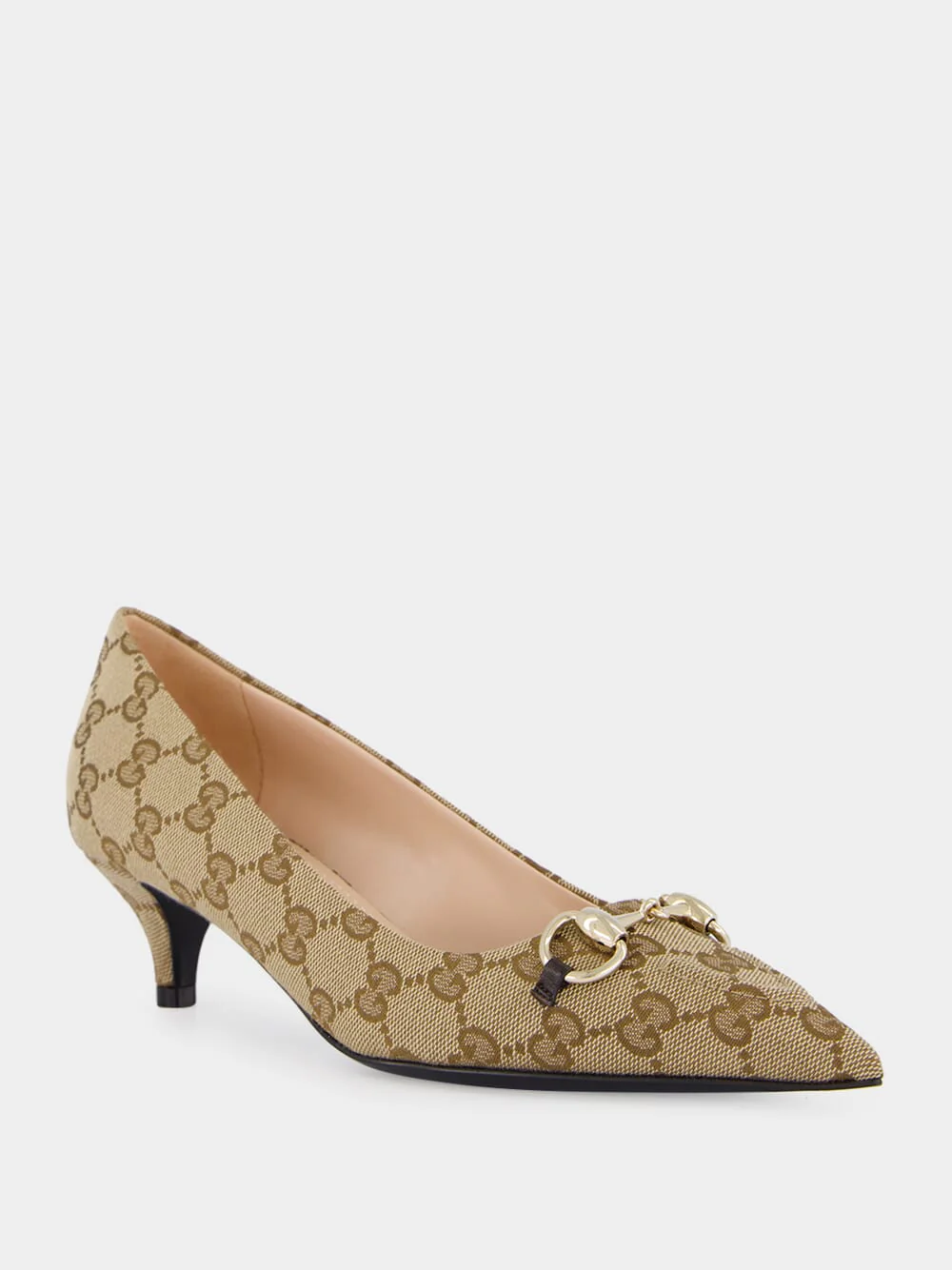 Beige GG Canvas Pump with Horsebit - Image 2