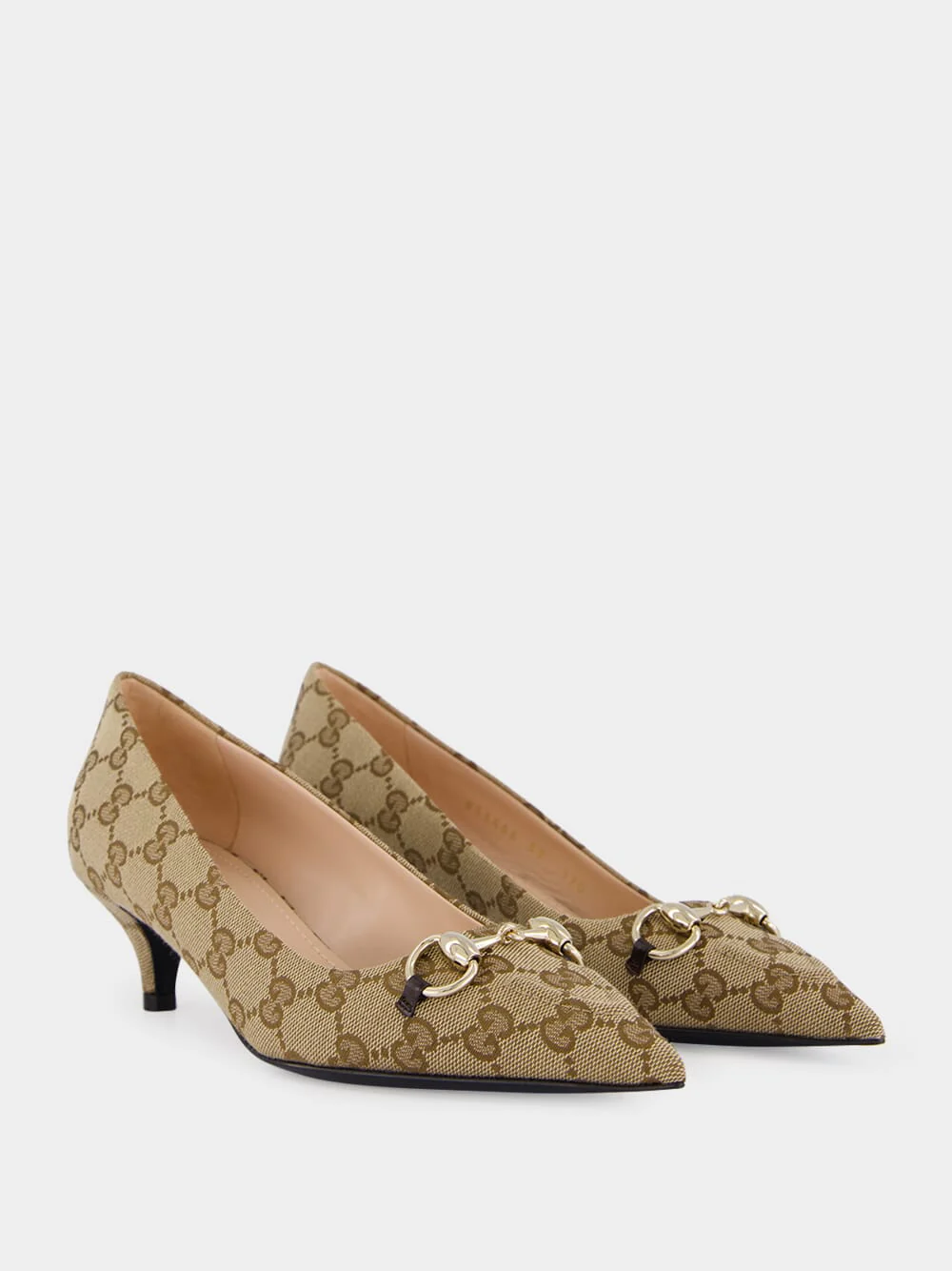 Beige GG Canvas Pump with Horsebit - Image 3