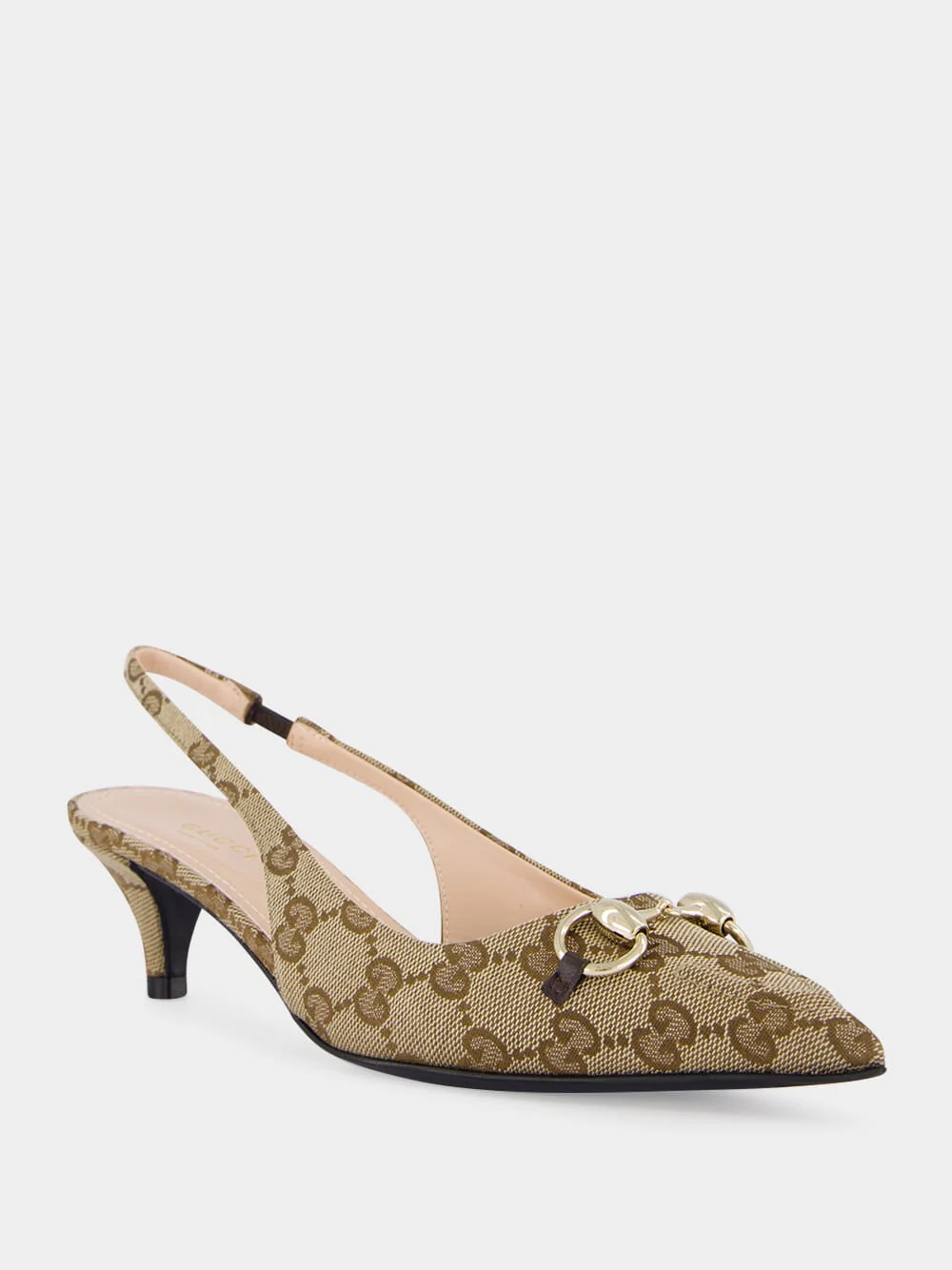 Beige GG Canvas Slingback Pumps with Horsebit - Image 2