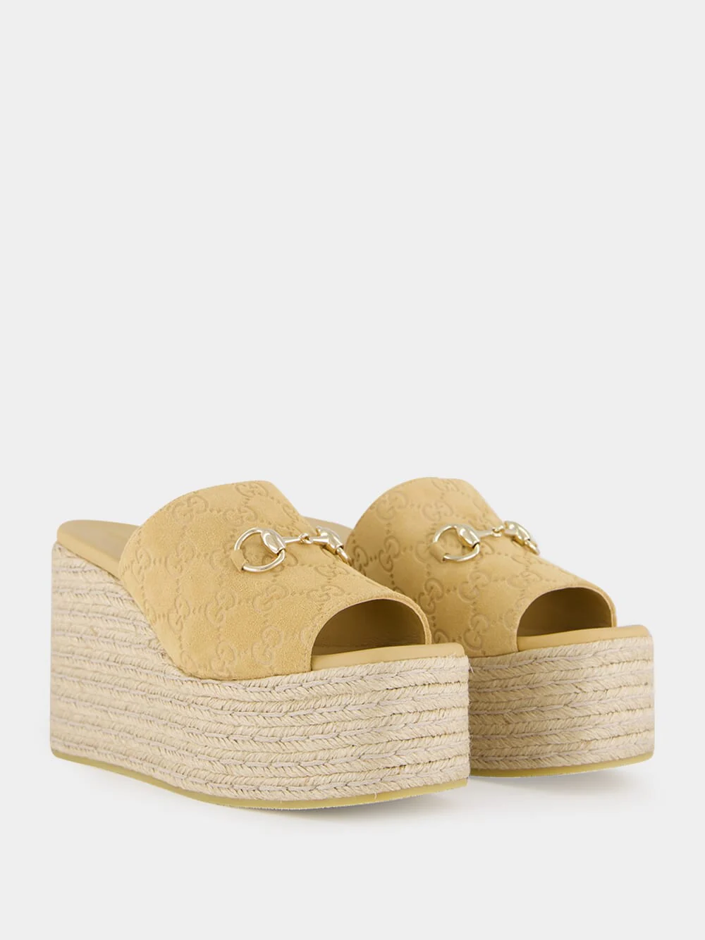 Beige GG Platform Espadrille with Horsebit - Image 3