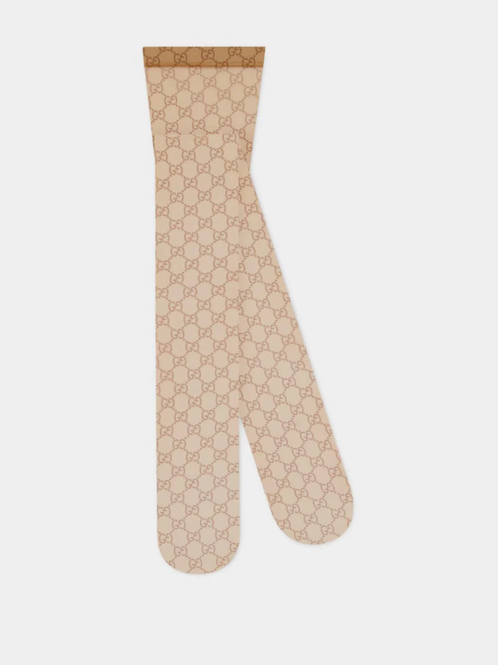 Beige GG Print Stretch Nylon Tights - Image 2