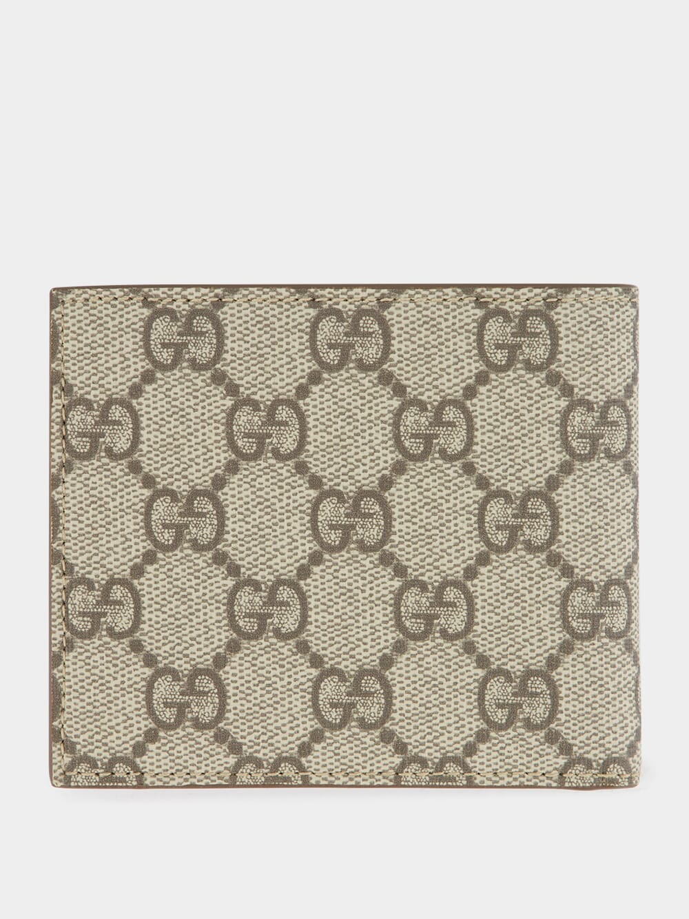 Beige GG Supreme Bi-Fold Wallet with Brown Leather Interior - Image 2