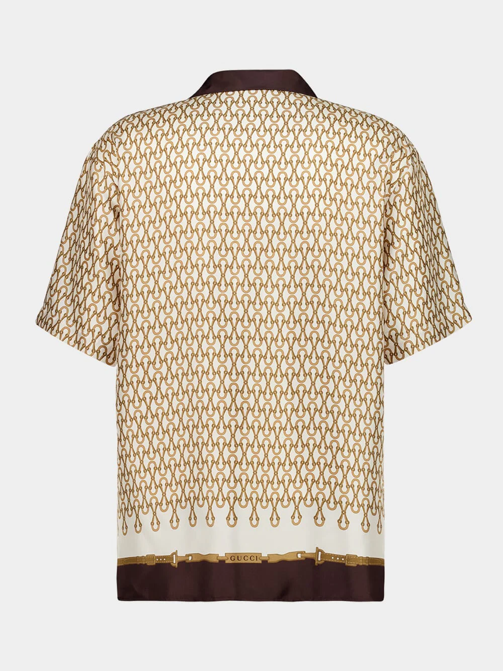 Beige Printed Silk Twill Bowling Shirt - Image 2