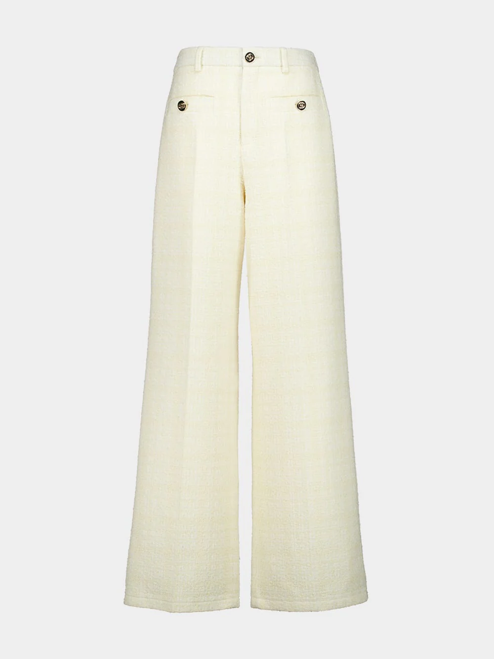 Beige Straight-Leg Cotton Trousers