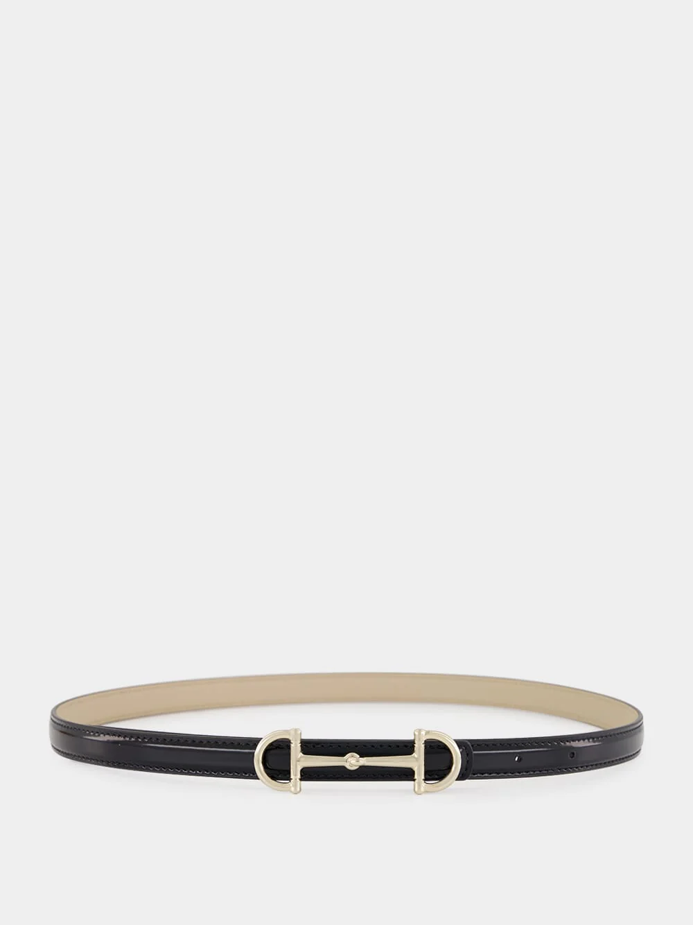Black and Oatmeal Reversible Horsebit Leather Belt