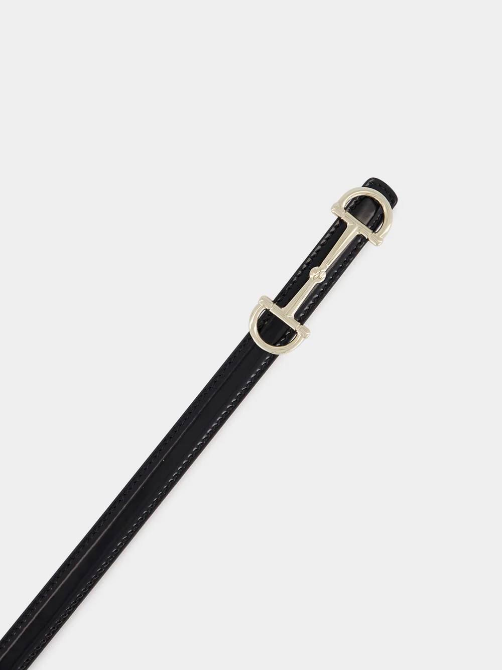 Black and Oatmeal Reversible Horsebit Leather Belt - Image 2