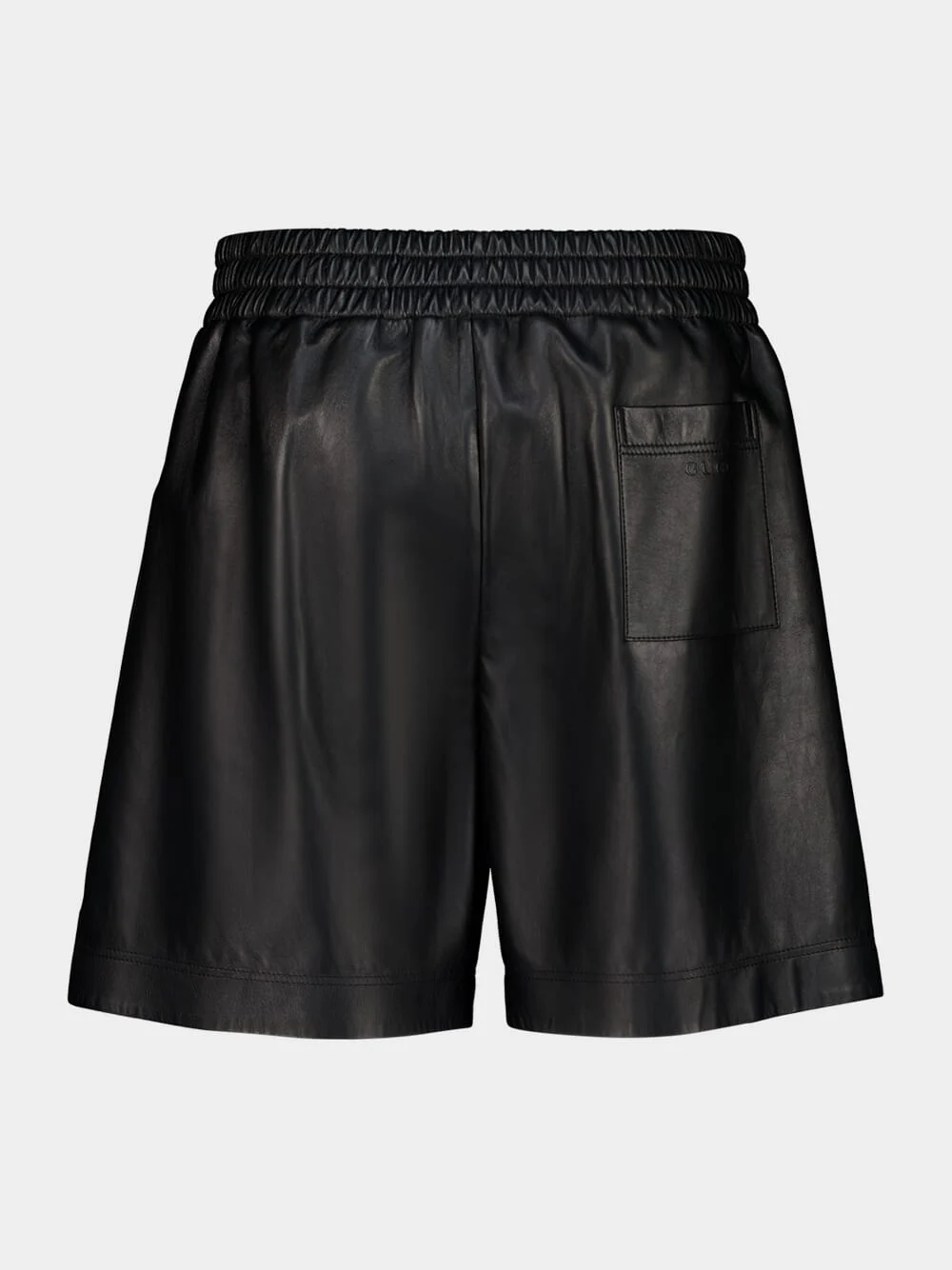 Black Bonded Leather Jersey Shorts - Image 2