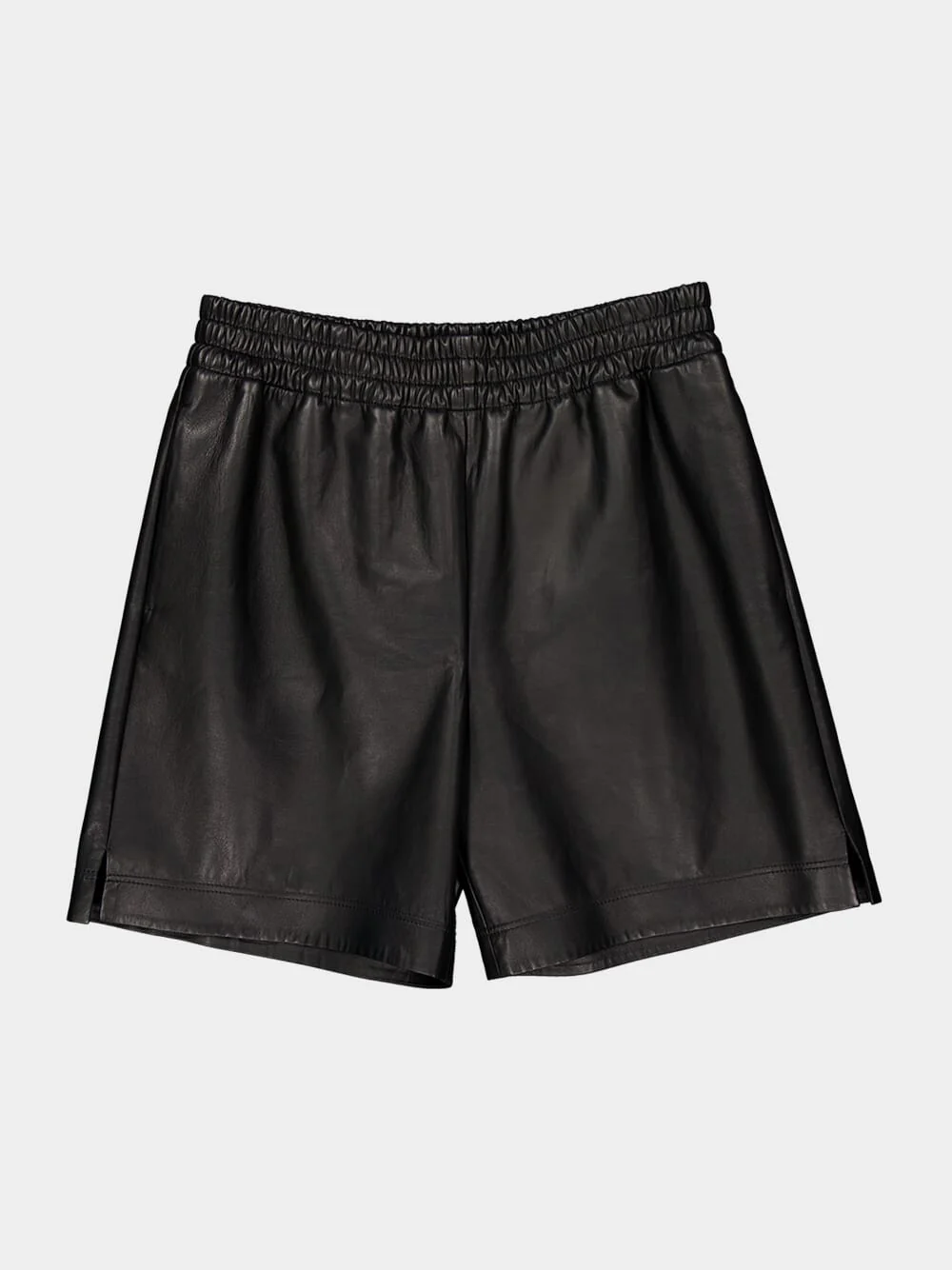 Black Bonded Leather Jersey Shorts - Image 4