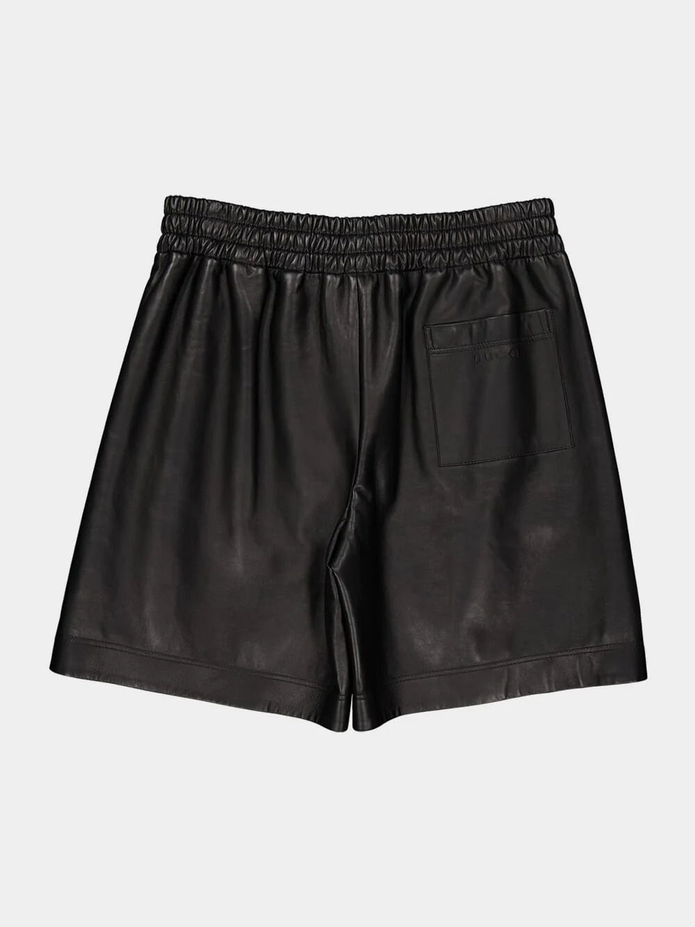 Black Bonded Leather Jersey Shorts - Image 5