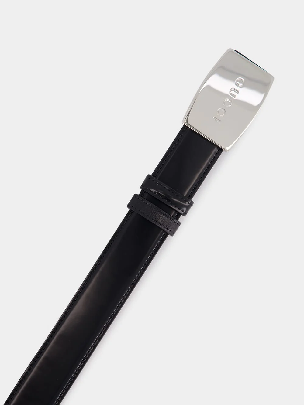 Black Calfskin Belt with Engraved Buckle - Image 2