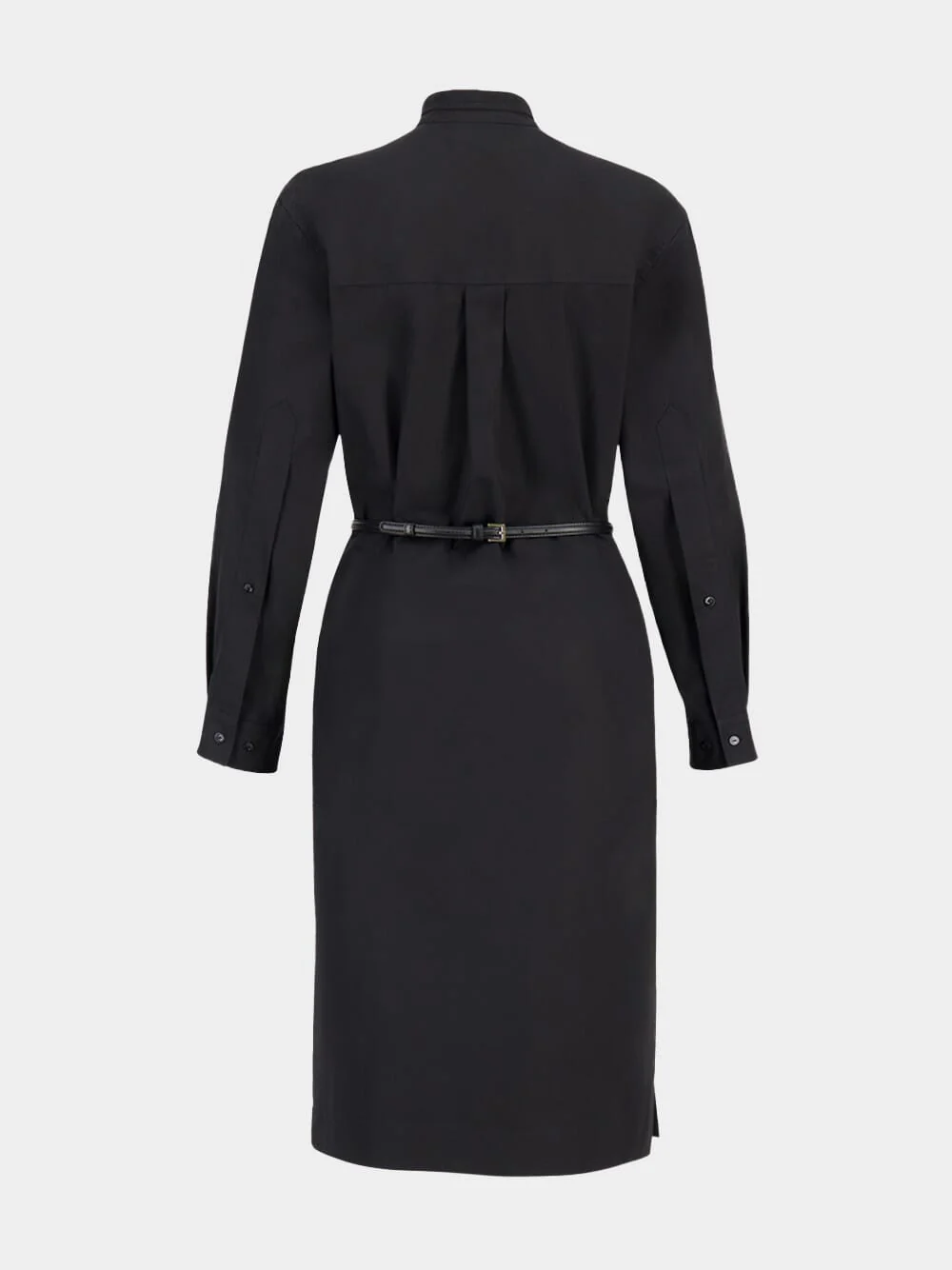 Black Cotton Dress with Horsebit Belt - Image 2