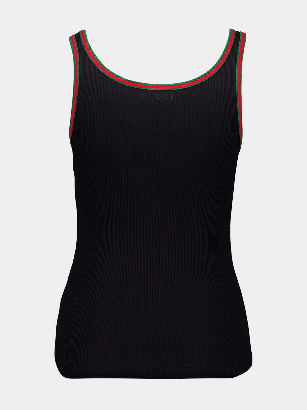 Black Cotton Rib Tank Top with Web - Image 2
