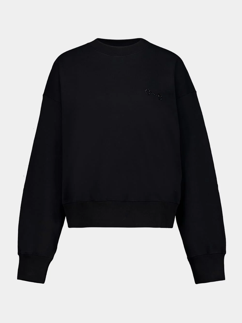 Black Cotton Sweatshirt with Horsebit