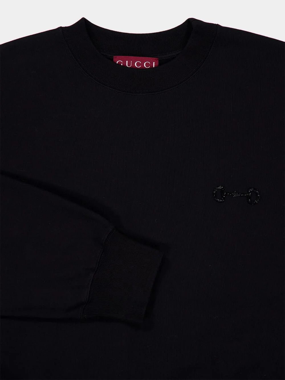 Black Cotton Sweatshirt with Horsebit - Image 3