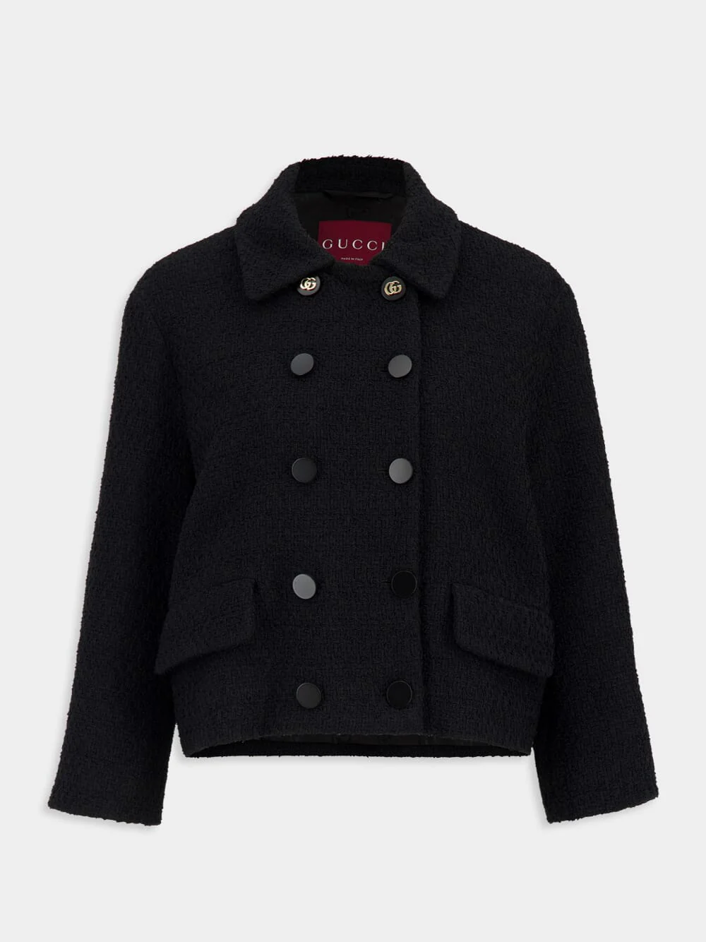 Black Cropped Wool Bouclé Jacket