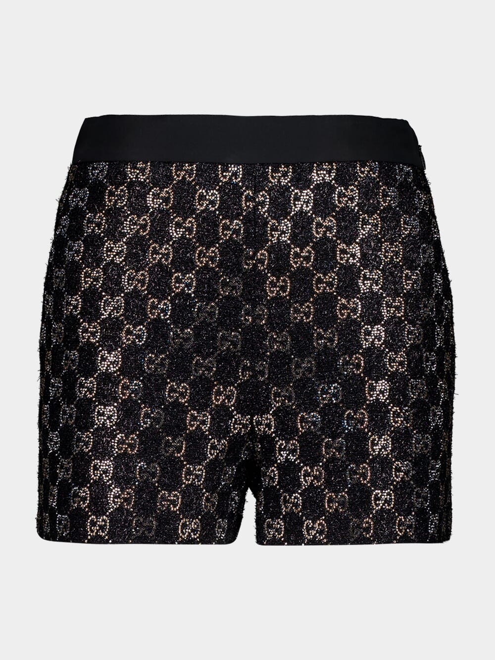 Black Embroidered Lamé GG Shorts