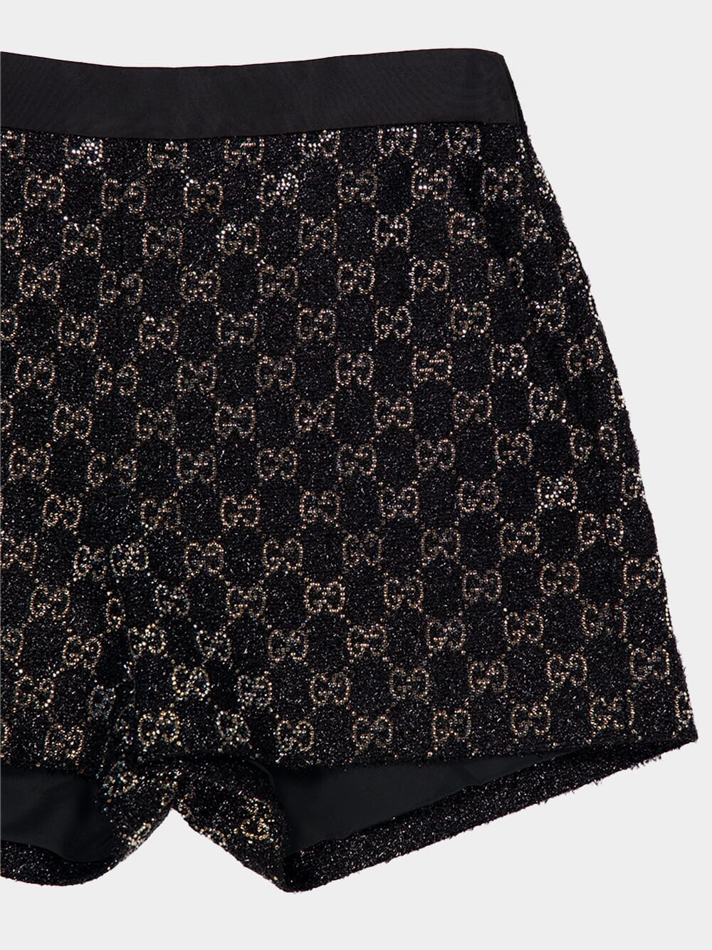 Black Embroidered Lamé GG Shorts - Image 3
