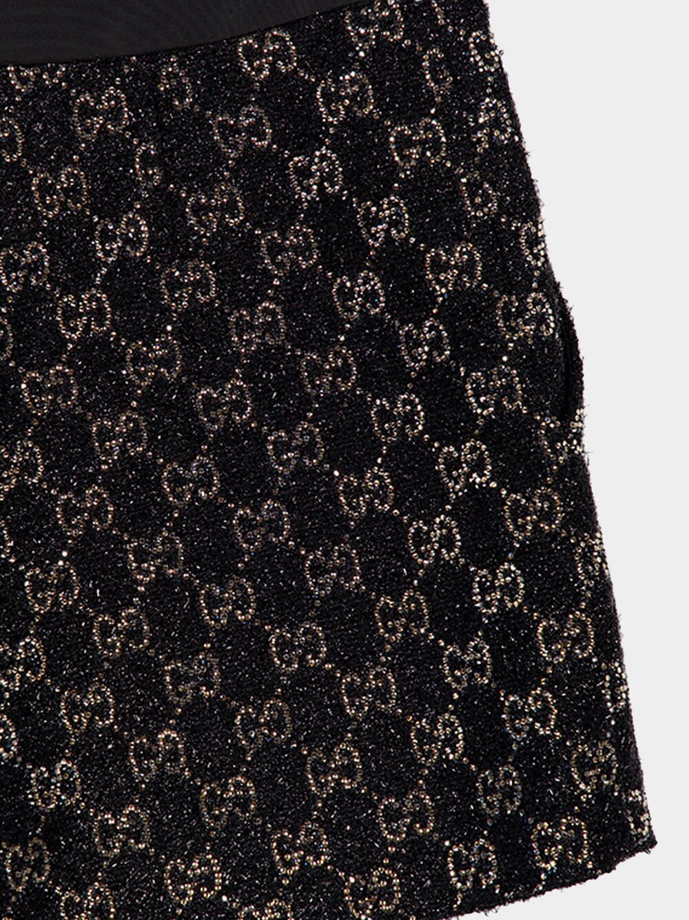 Black Embroidered Lamé GG Shorts - Image 4