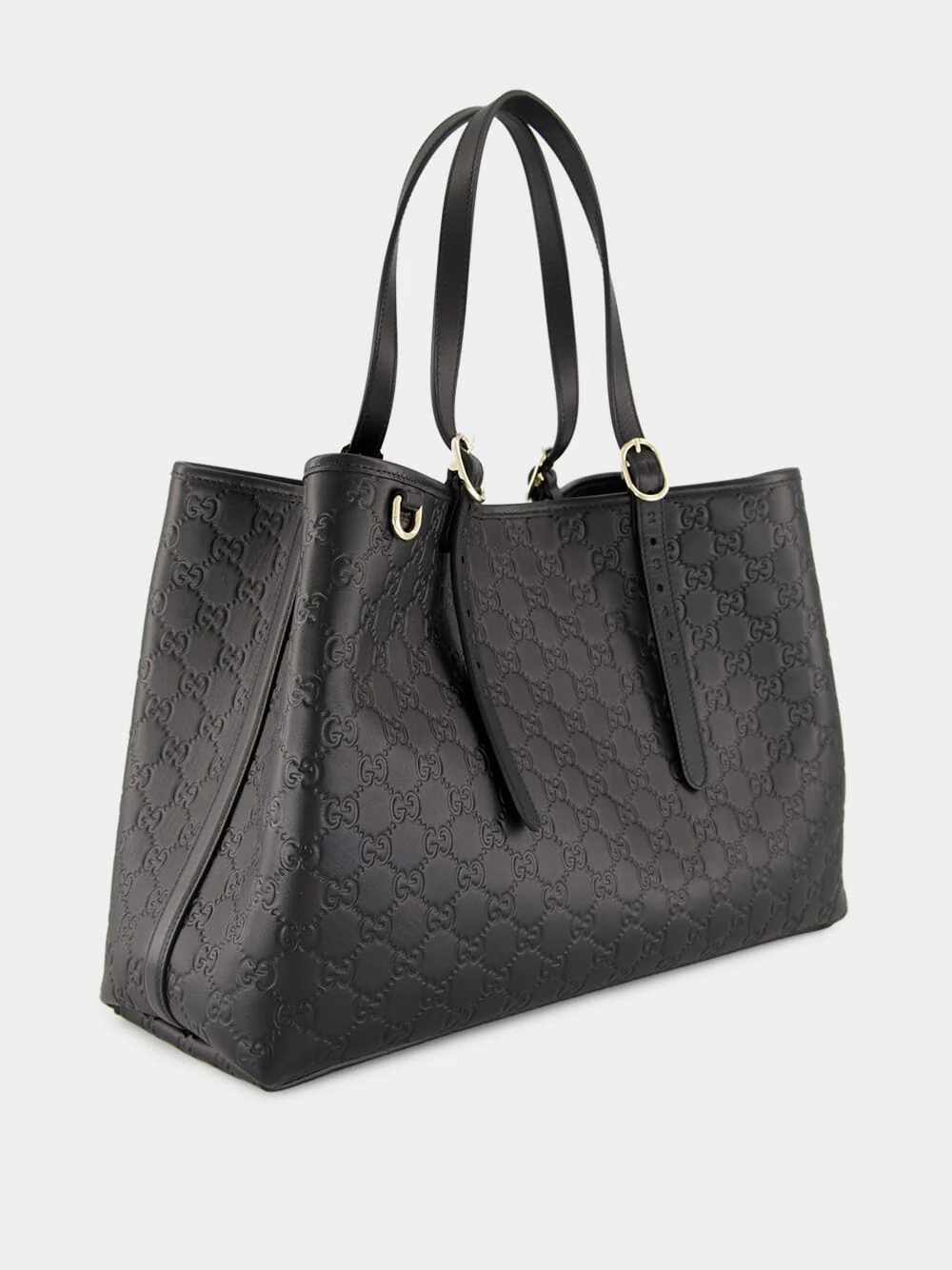Black GG Emblem Large Leather Tote - Image 2