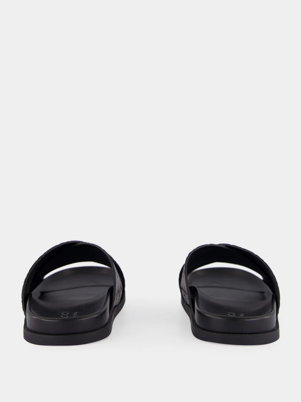 Black GG Embossed Leather Slides - Image 5