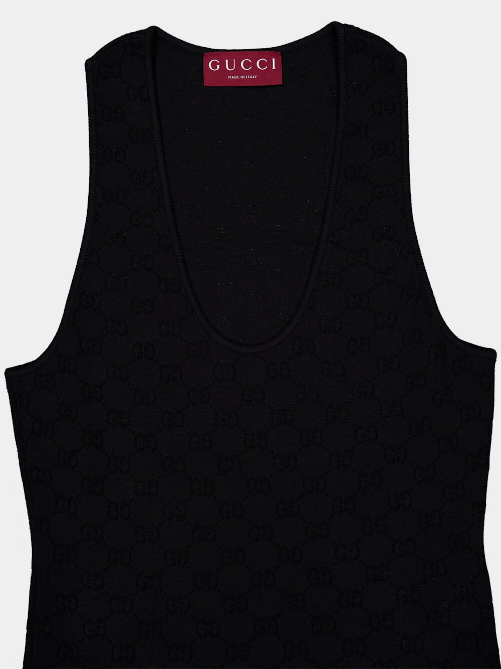 Black GG Jacquard Elastic Tank Top - Image 3