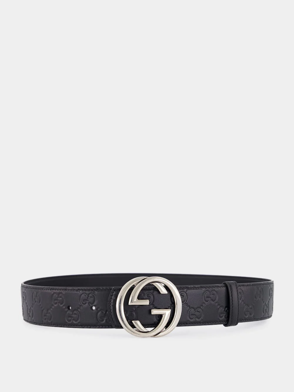 Black GG Leather Belt
