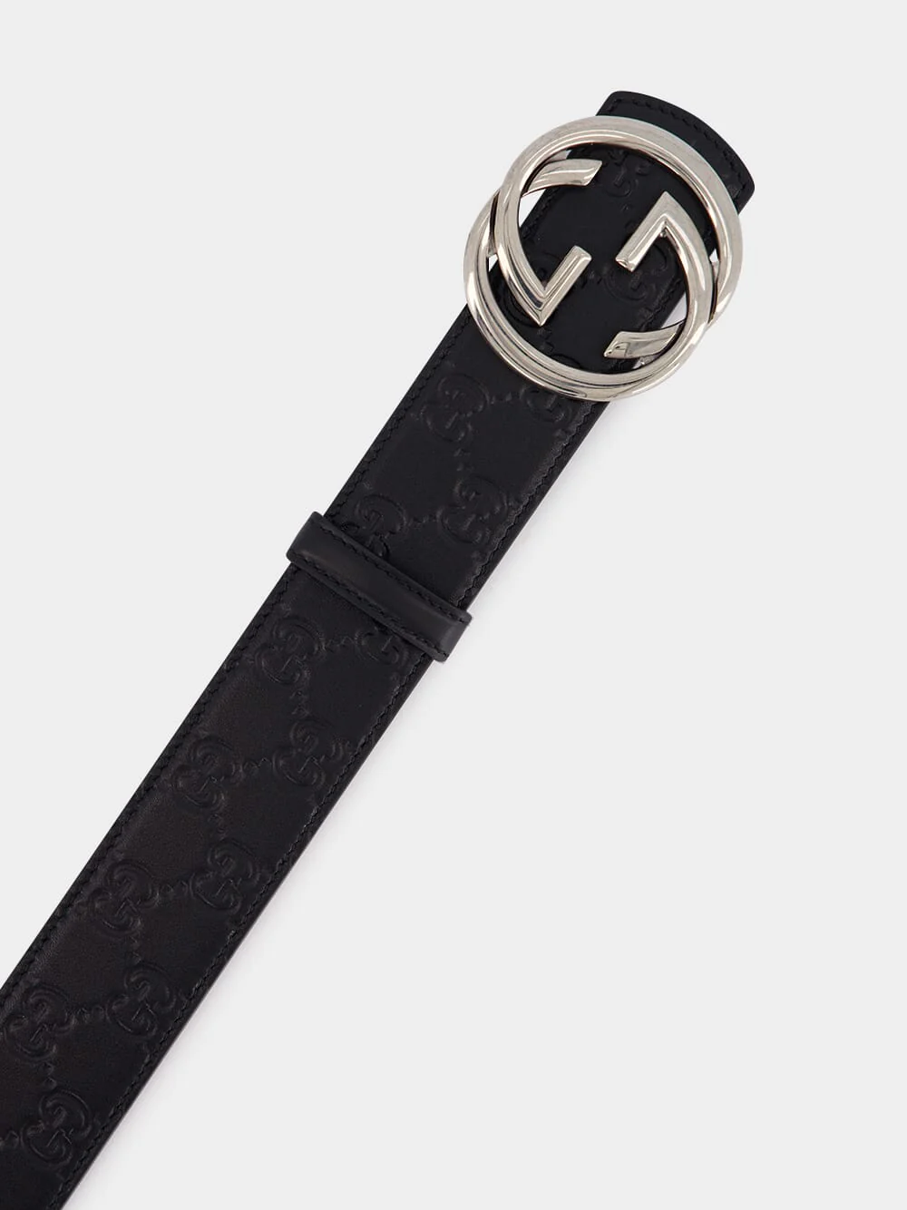 Black GG Leather Belt - Image 2