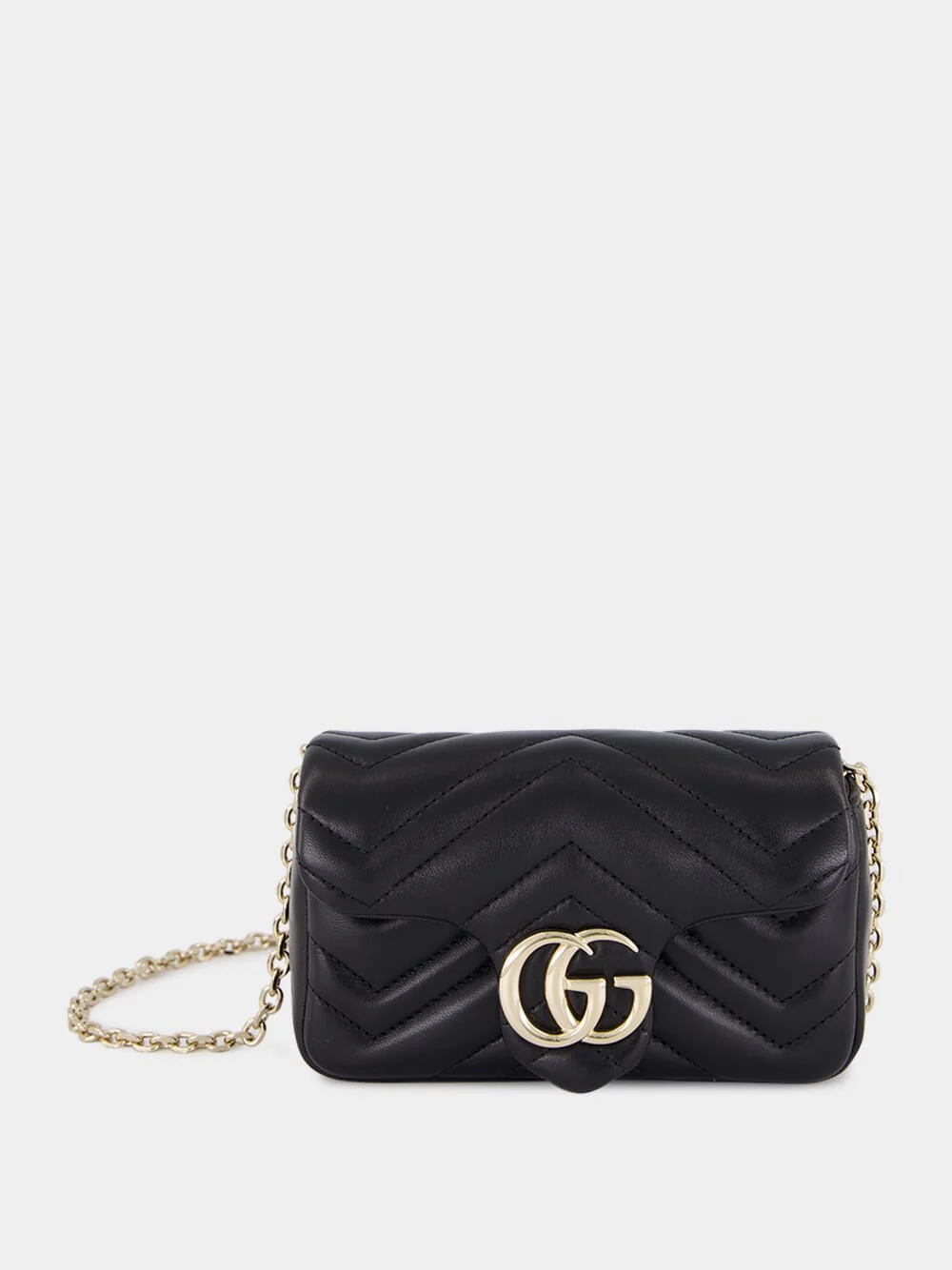 Black GG Marmont Mini Leather Shoulder Bag