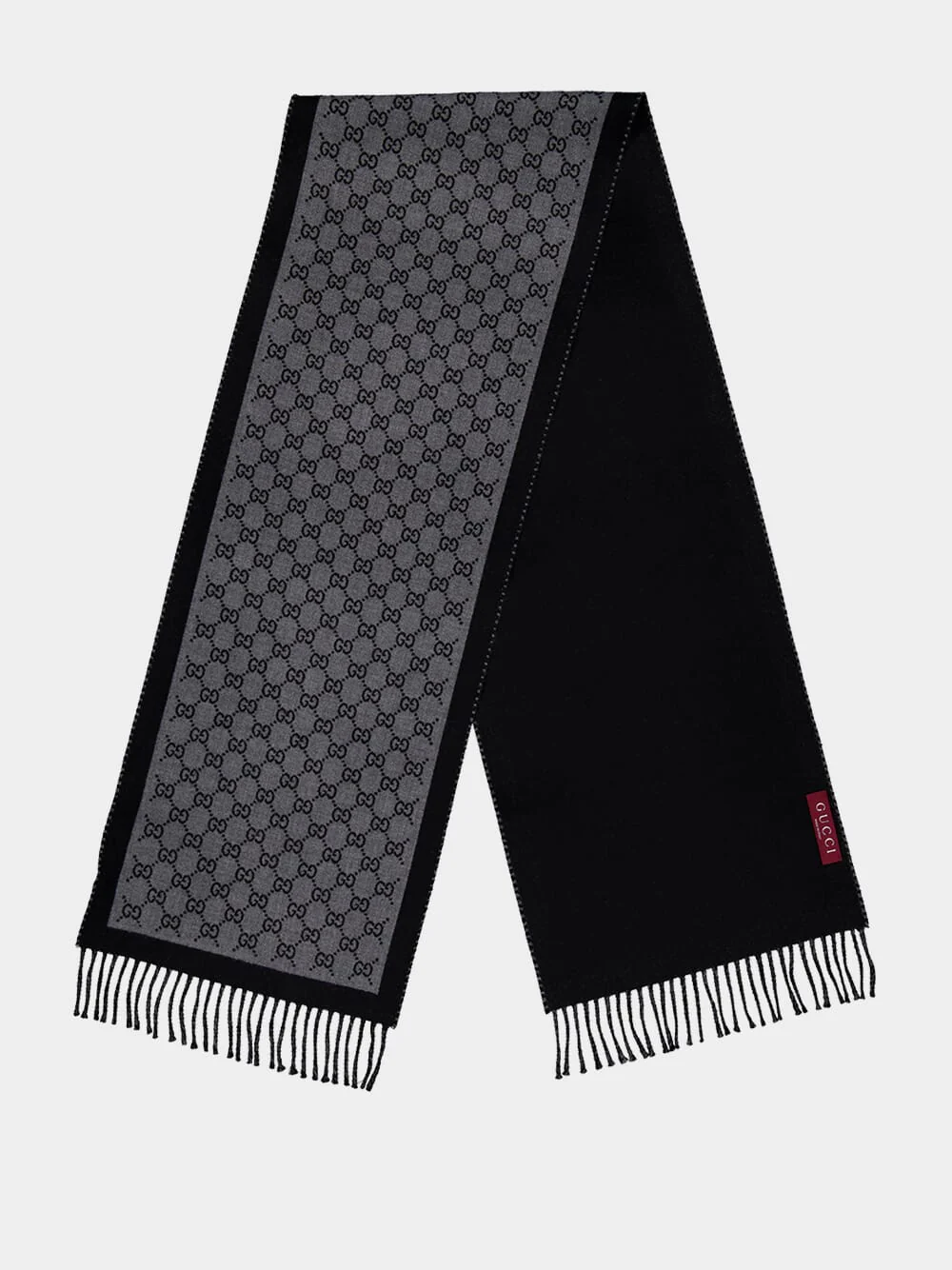 Black & Grey GG Wool Jacquard Scarf