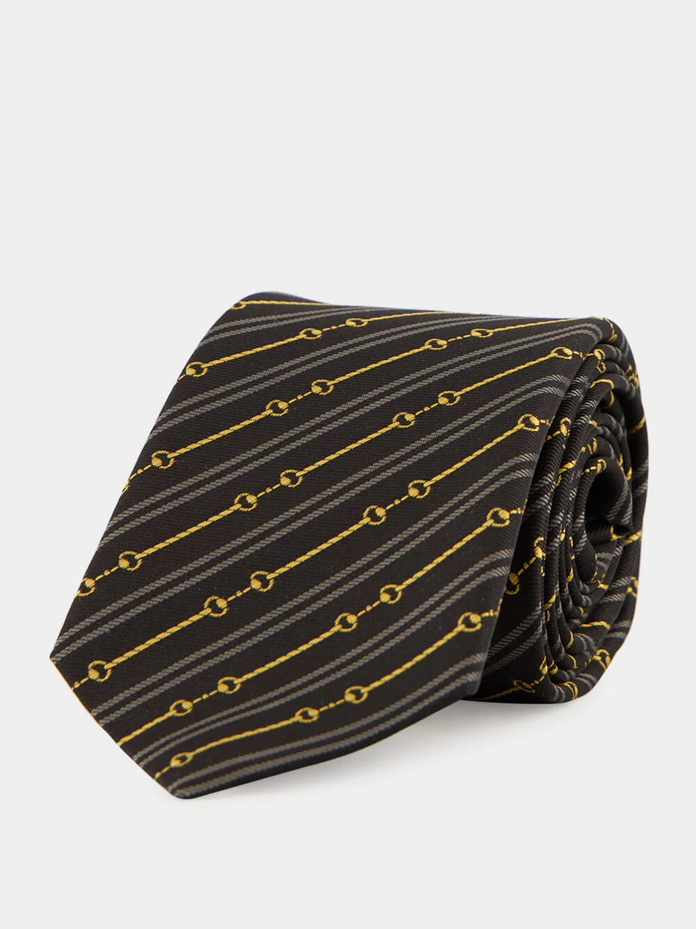 Black Horsebit Jacquard Silk Tie