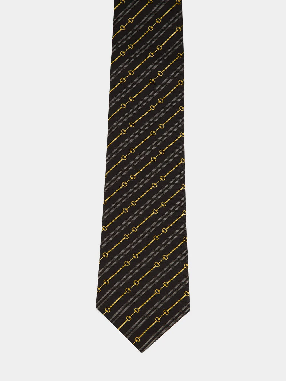 Black Horsebit Jacquard Silk Tie - Image 2