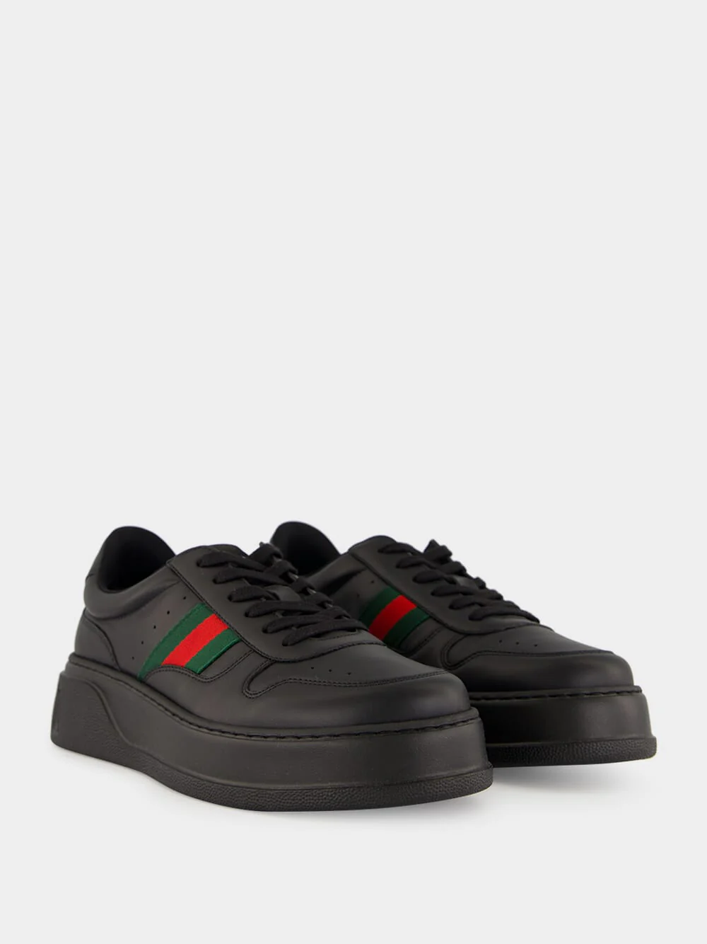 Black Leather Chunky Sneaker - Image 3