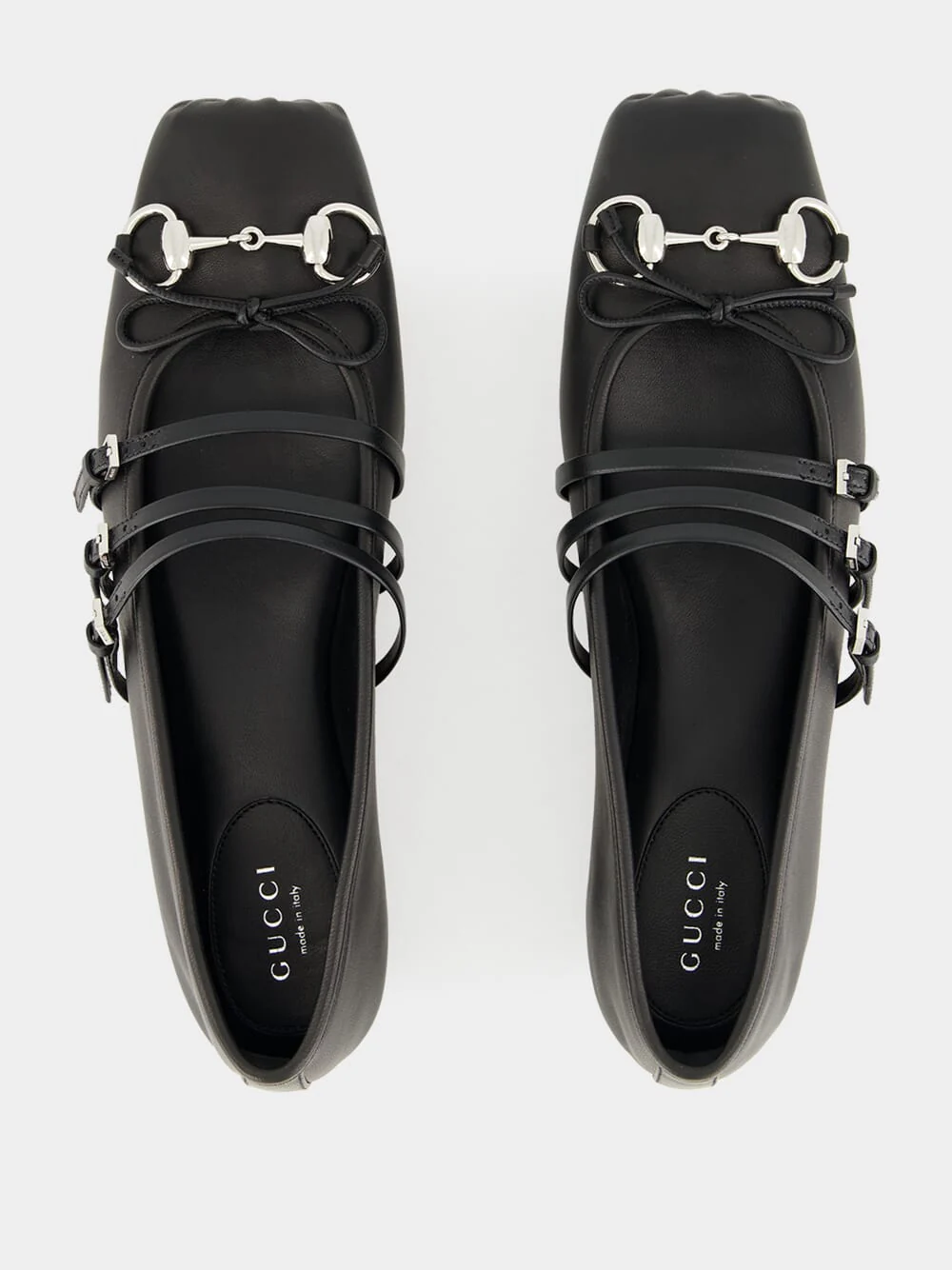 Black Leather Horsebit Ballet Flats - Image 4