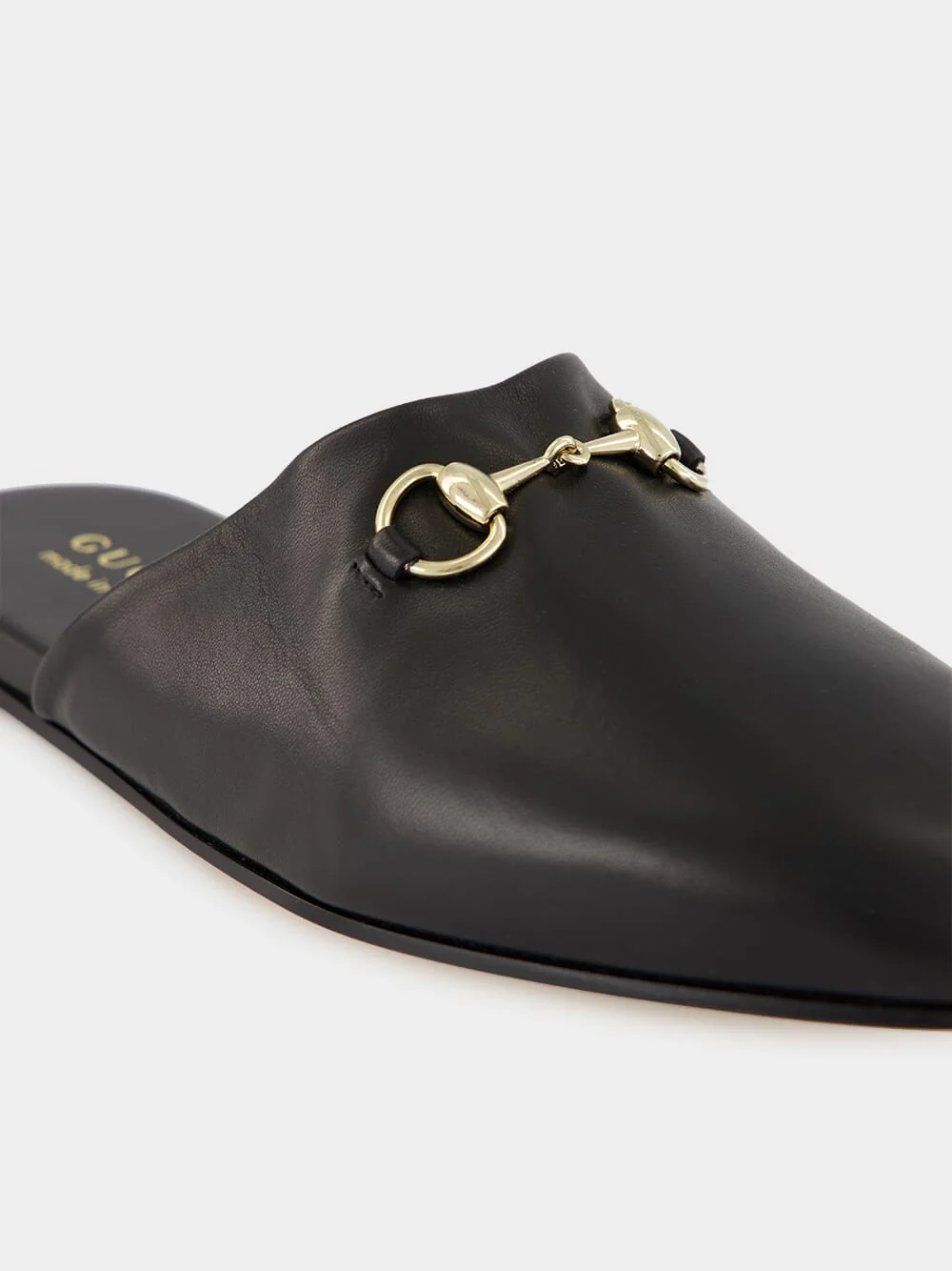 Black Leather Horsebit Mules - Image 6
