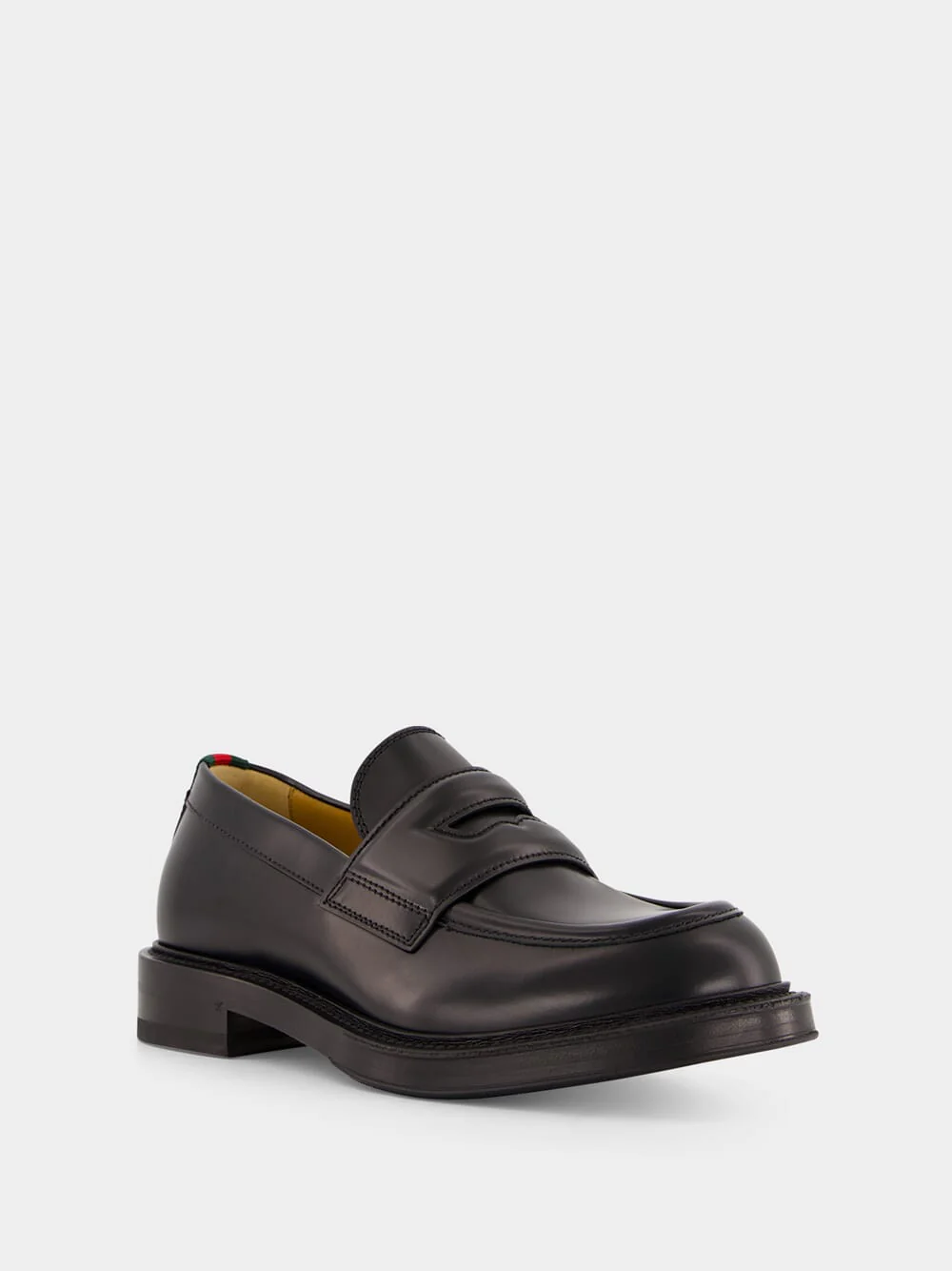 Black Leather Loafers with Web - Image 2