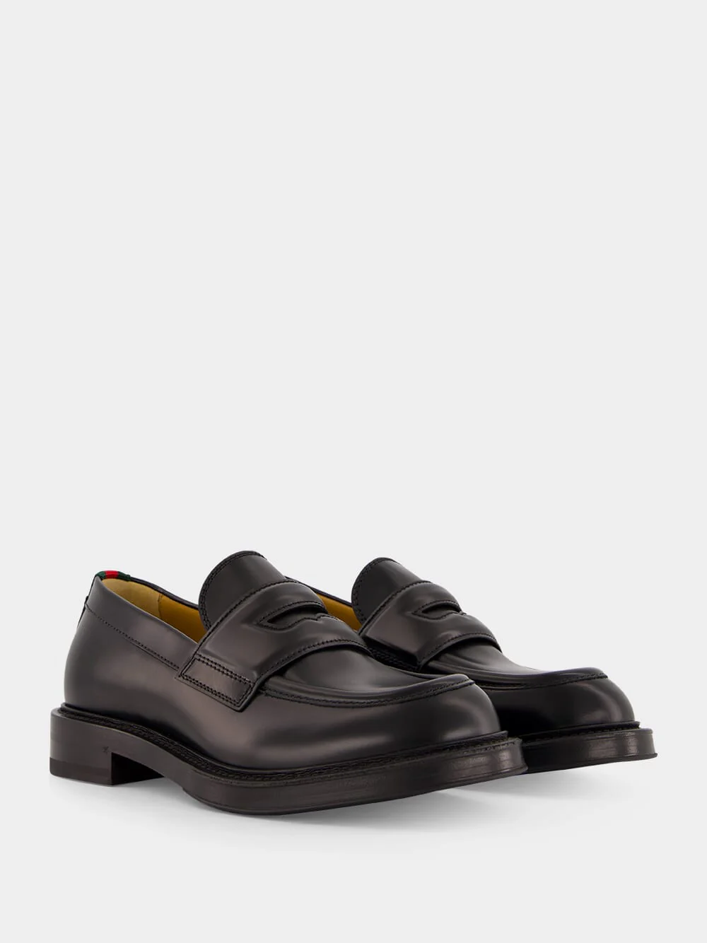 Black Leather Loafers with Web - Image 3