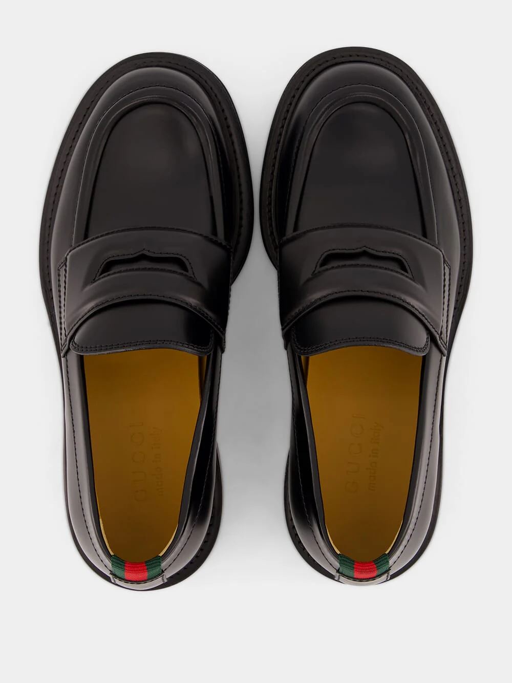 Black Leather Loafers with Web - Image 4