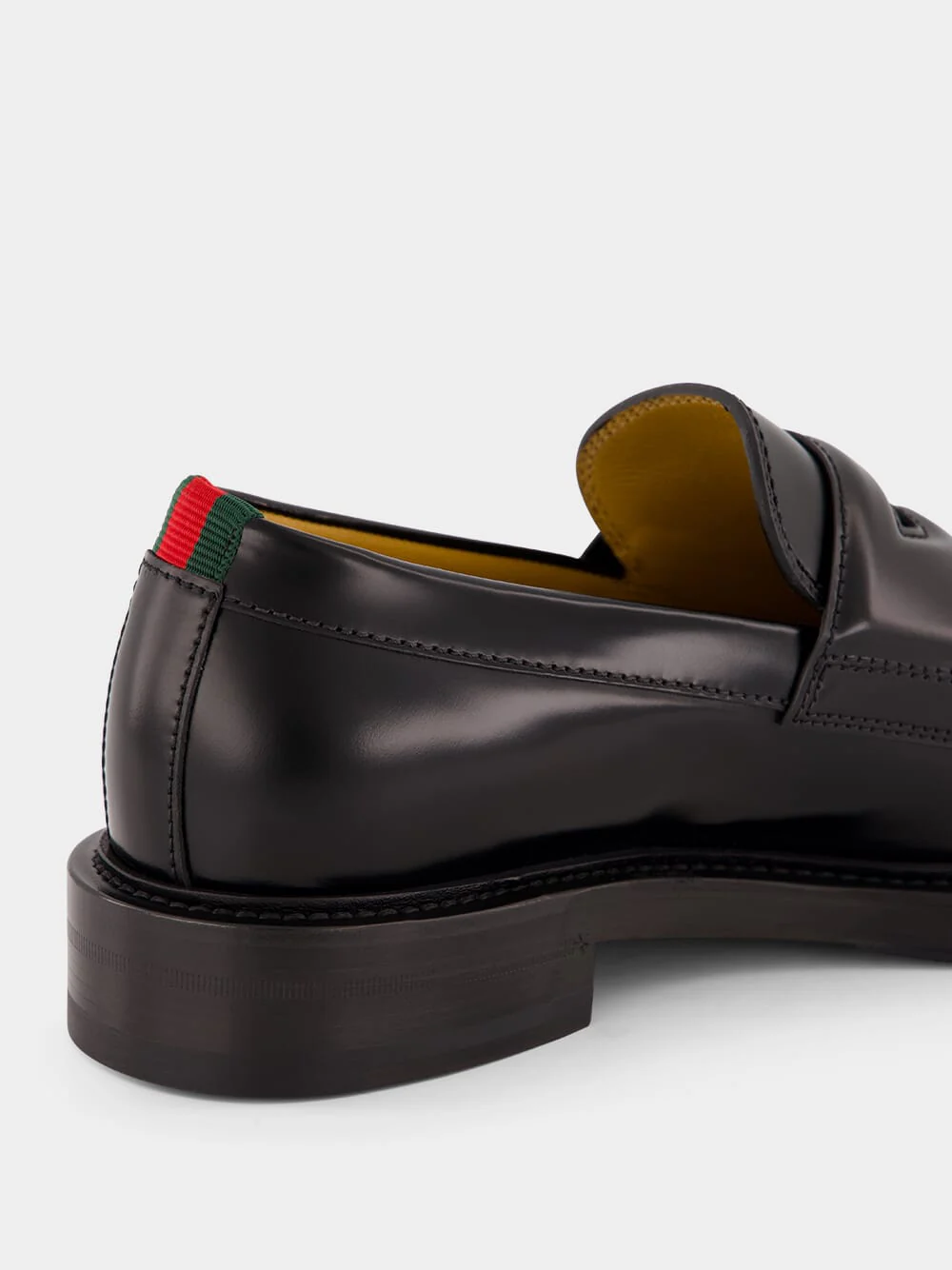 Black Leather Loafers with Web - Image 6