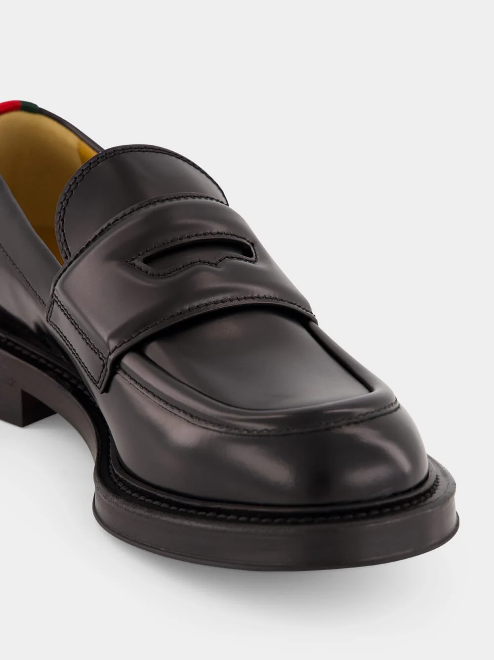 Black Leather Loafers with Web - Image 7