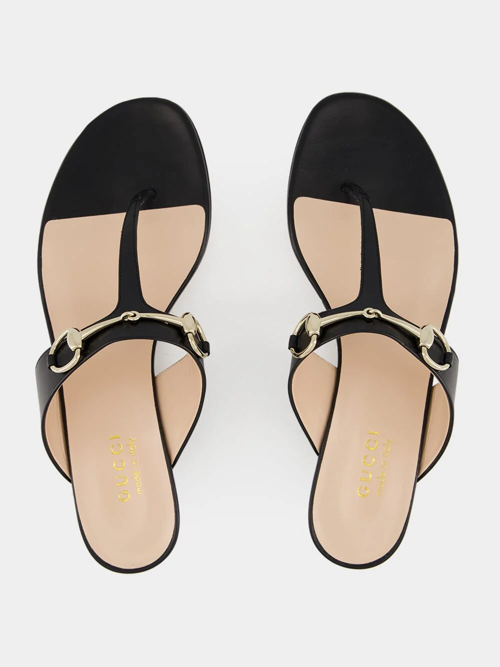 Black Leather Thong Sandal with Horsebit - Image 3