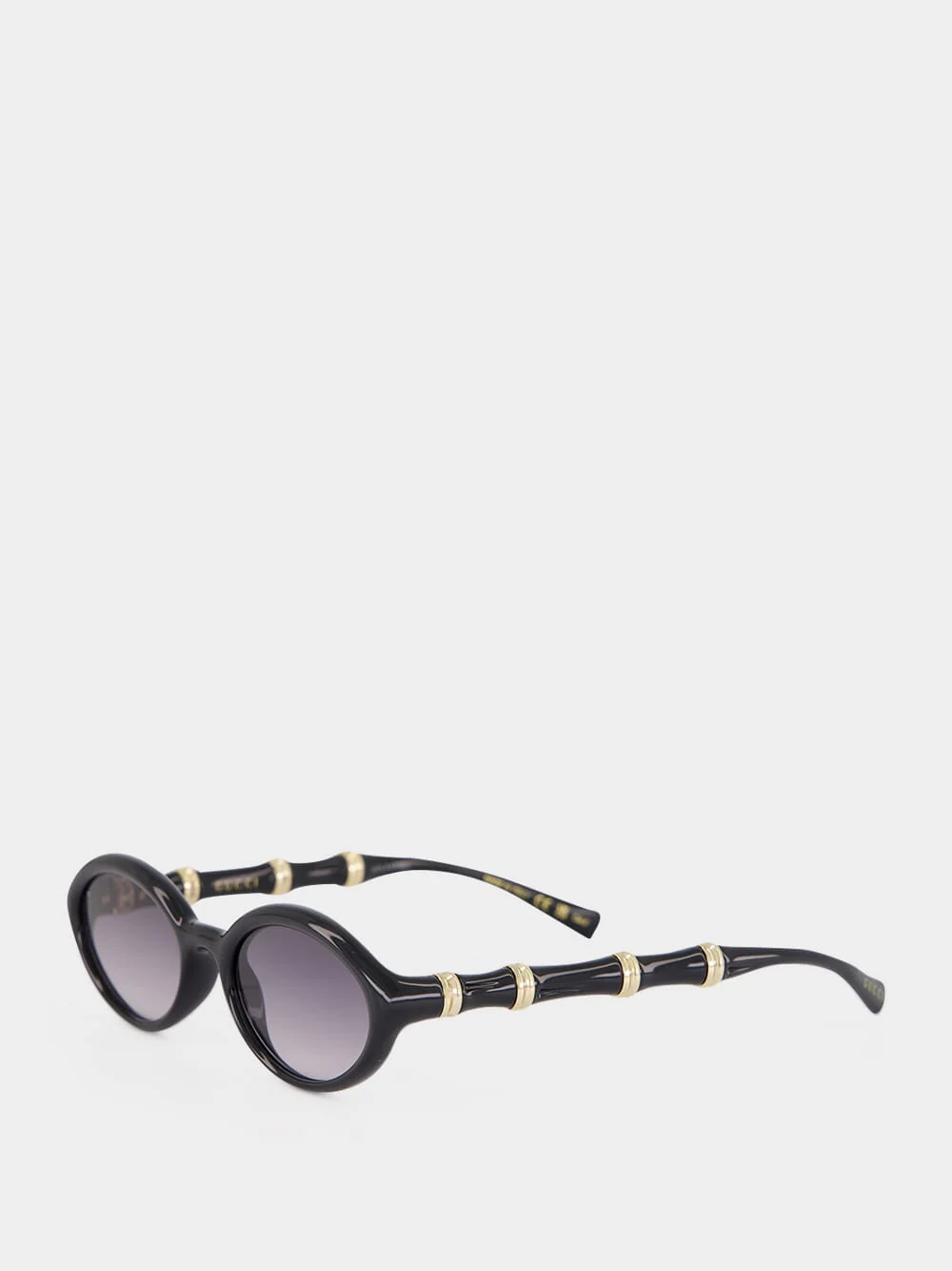 Black Oval Bamboo Sunglasses - Image 3