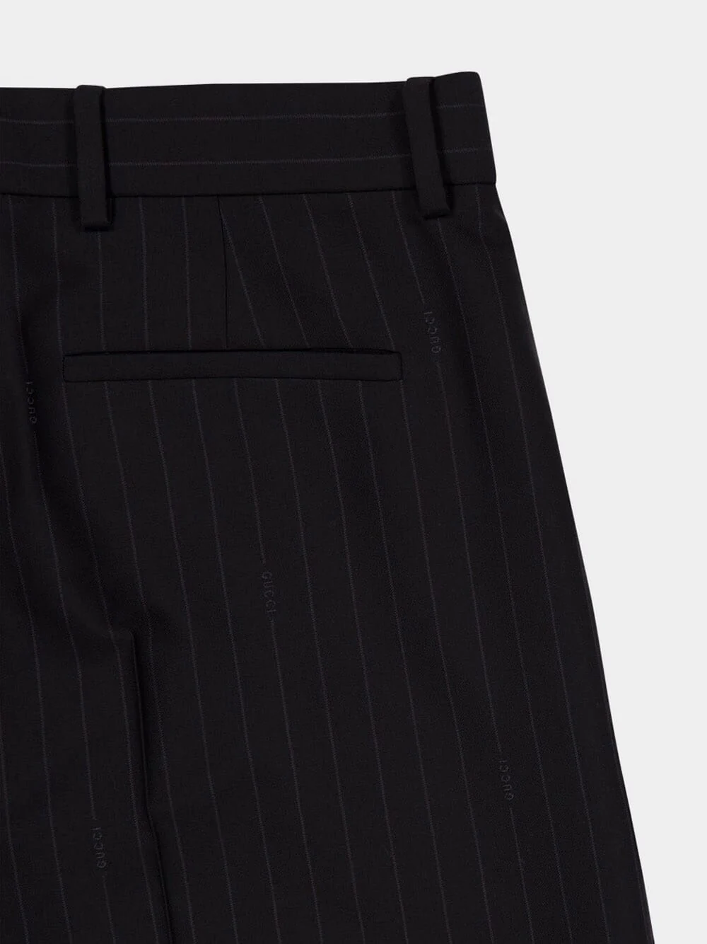 Black Pinstripe Wool Jacquard Trousers - Image 4