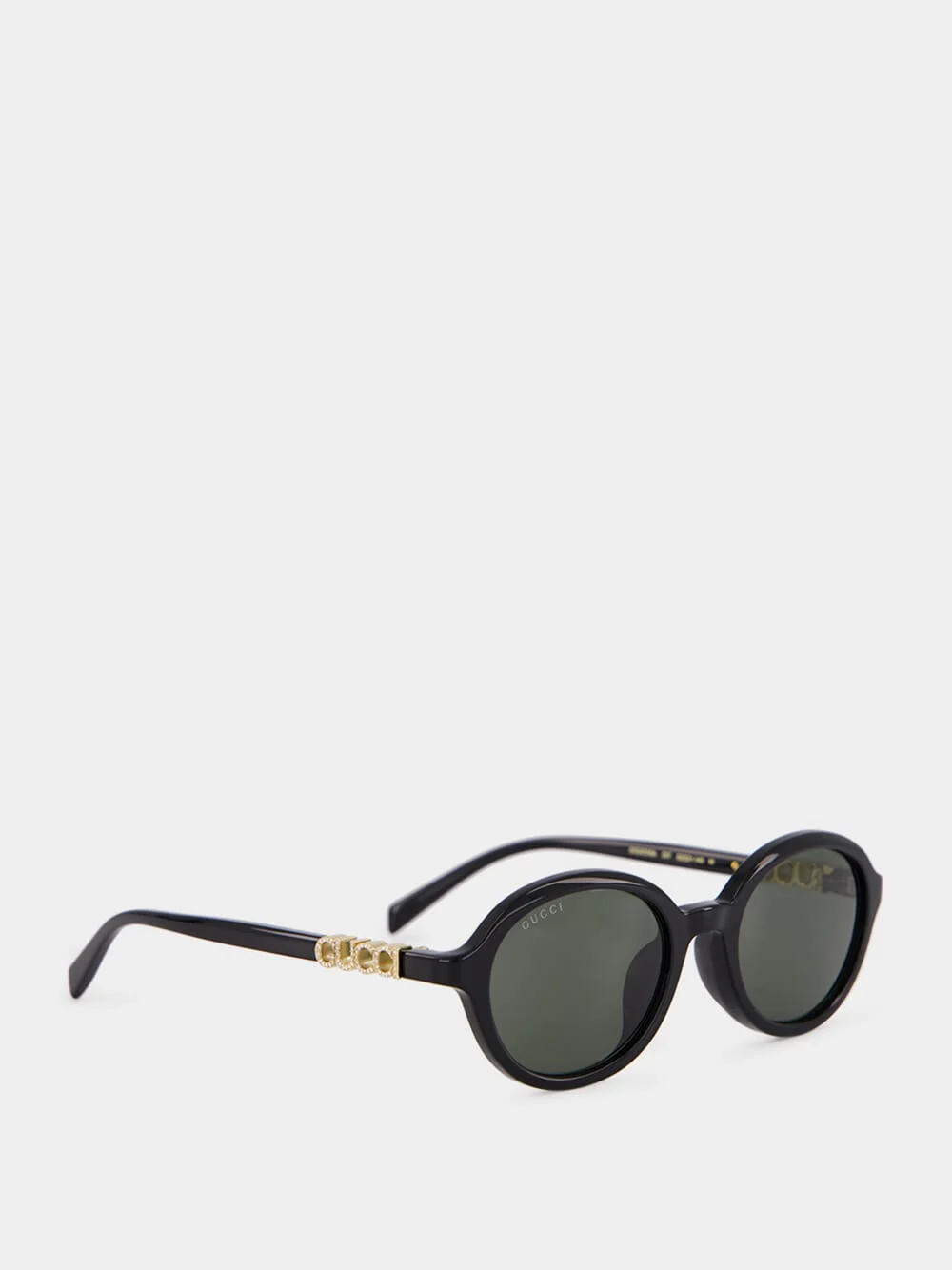 Black Round Frame Acetate Sunglasses - Image 2