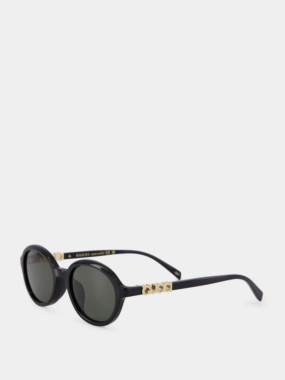 Black Round Frame Acetate Sunglasses - Image 3