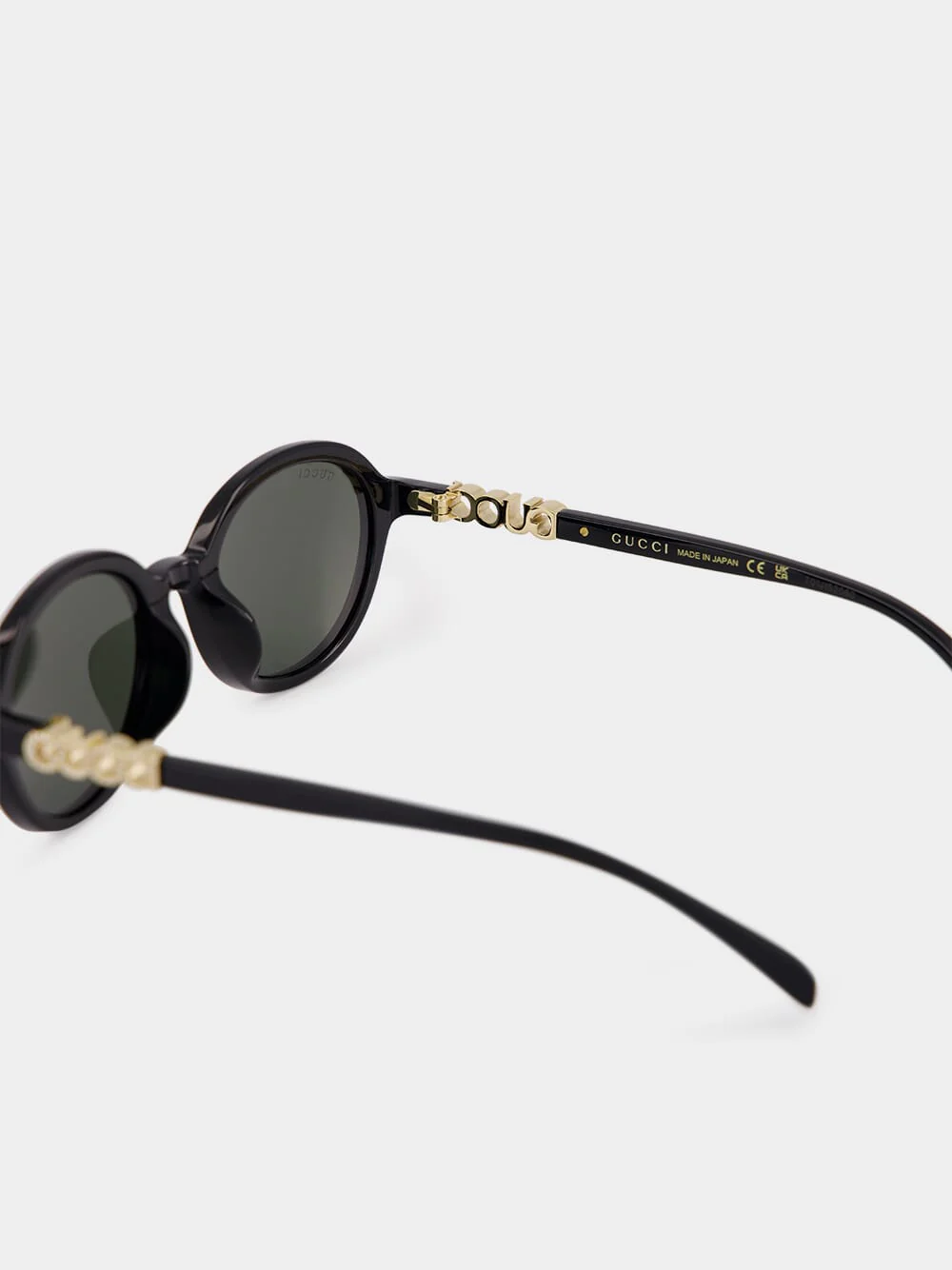 Black Round Frame Acetate Sunglasses - Image 4