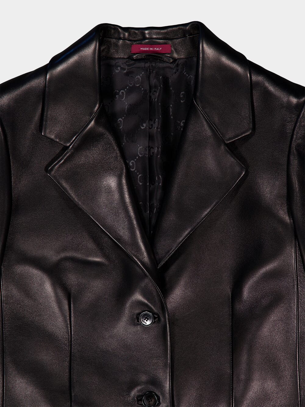 Black Shiny Leather Jacket - Image 3