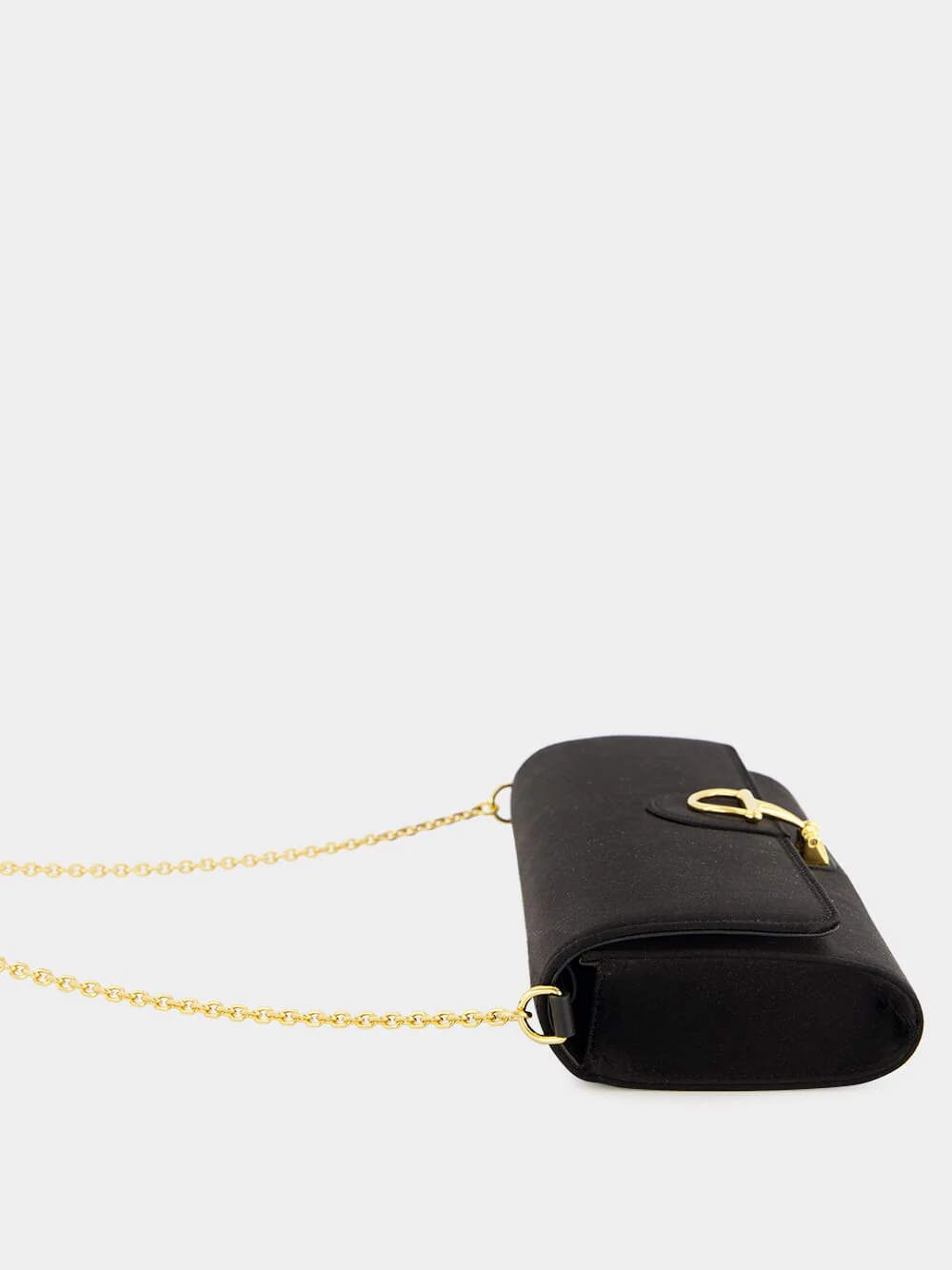 Black Silk Satin Gucci 73 Clutch with Horsebit - Image 4