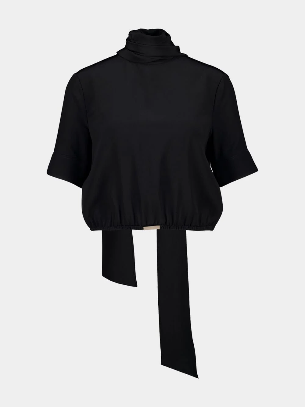 Black Silk Short-Sleeve Top