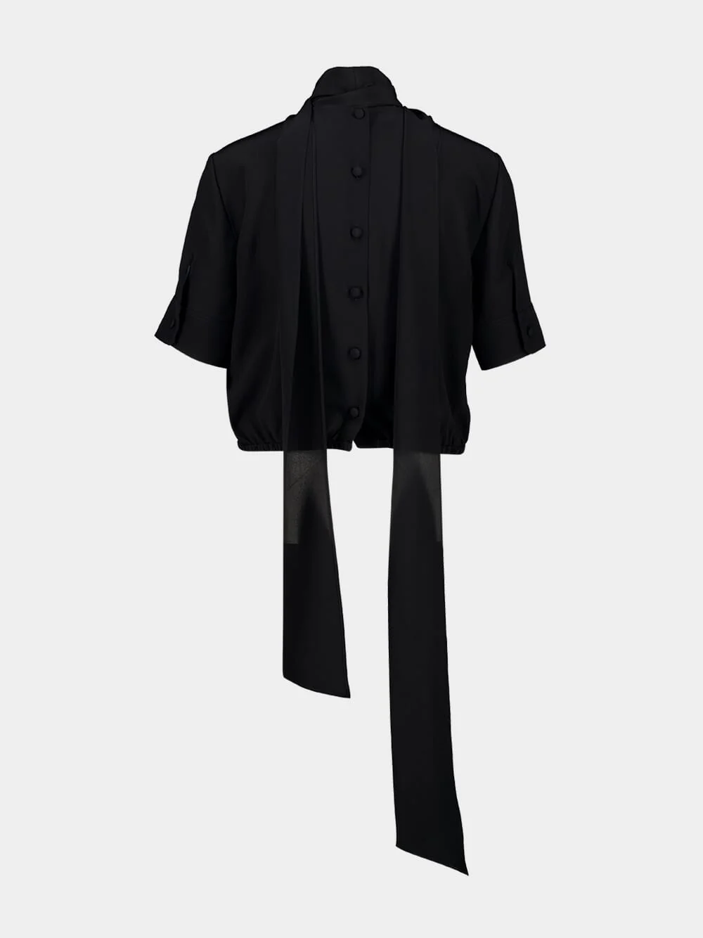 Black Silk Short-Sleeve Top - Image 2
